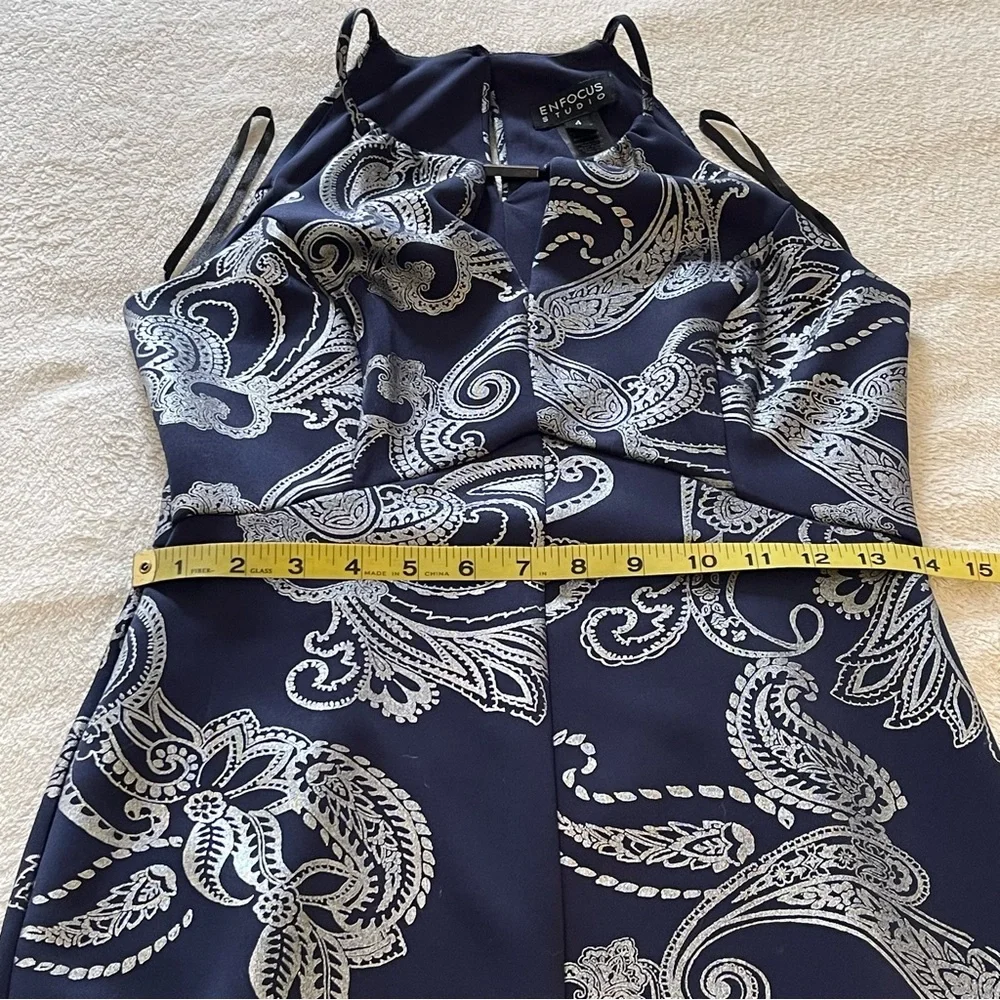 Enfocus Studio Silver Blue Halter Midi Dress - Picture 7 of 7